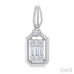 1/3 Ctw Fusion Baguette and Round Cut Diamond Fashion Earrings in 14K White Gold