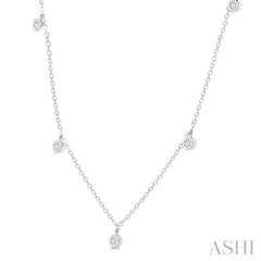 1/3 Ctw Lovebright Circular Mount Round Cut Diamond Station Necklace in 14K White Gold