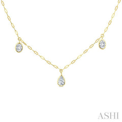 1 1/5 Ctw Bezel Set Mixed Diamond Cut Station Necklace in 14K Yellow Gold