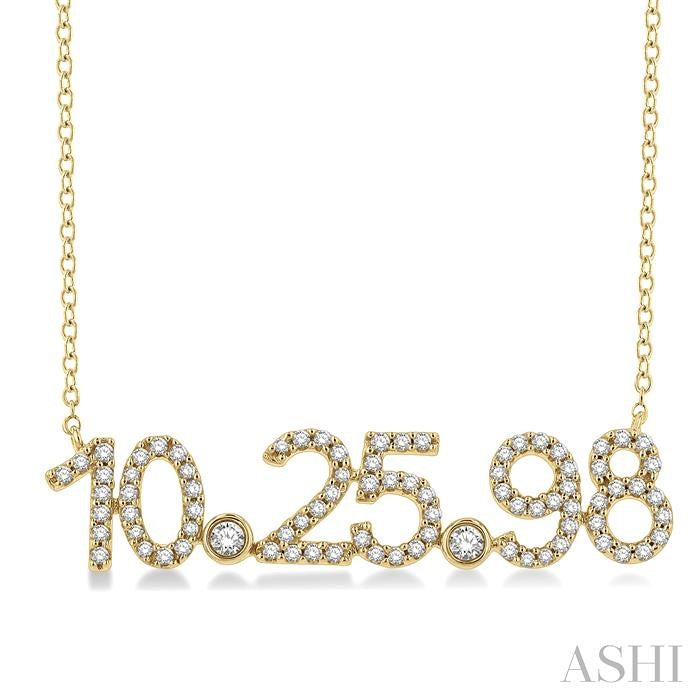 1/4 Ctw '10.25.98' Date Diamond Necklace in 10K Yellow Gold