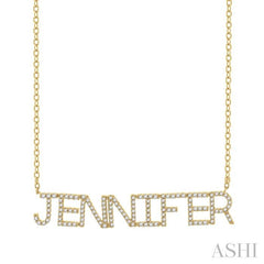 1/3 Ctw 'JENNIFER' Block Name Round Cut Diamond Necklace in 10K Yellow Gold