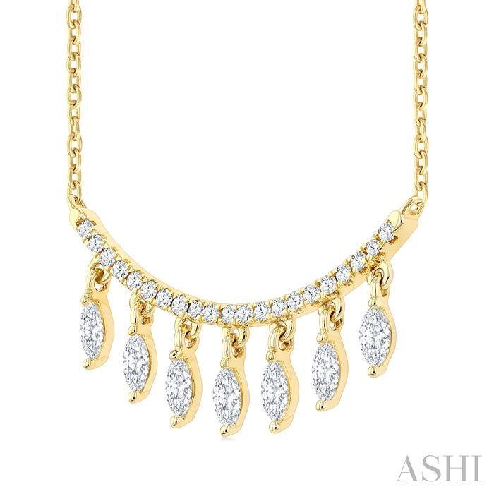 1/2 Ctw Marquise and Round Cut Diamond Chandelier Necklace in 14K Yellow Gold