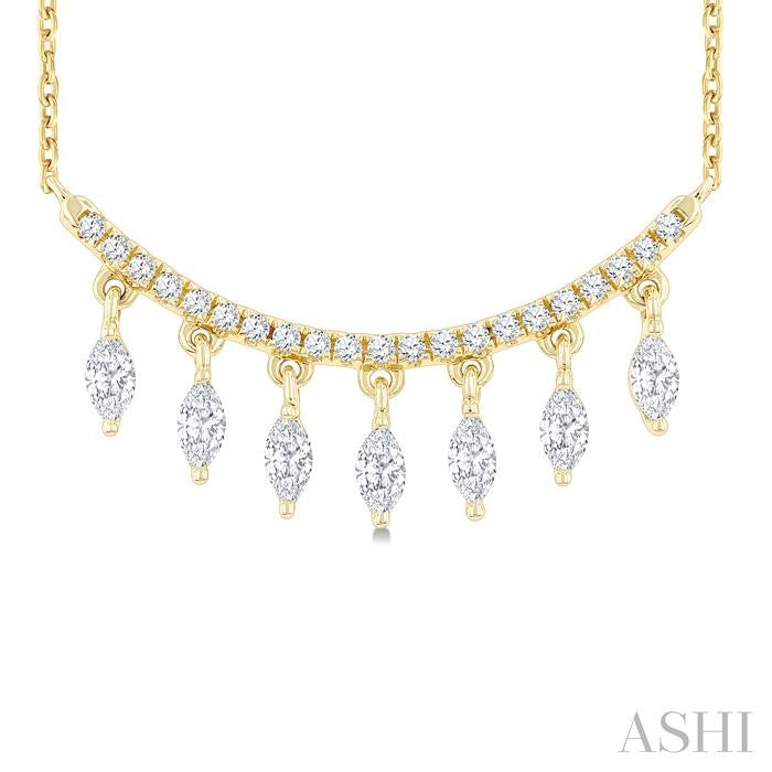 1/2 Ctw Marquise and Round Cut Diamond Chandelier Necklace in 14K Yellow Gold