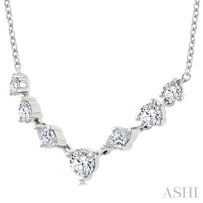 1/2 Ctw Marquise & Round Cut Diamond Necklace in 14K White Gold