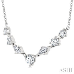1/2 Ctw Marquise & Round Cut Diamond Necklace in 14K White Gold