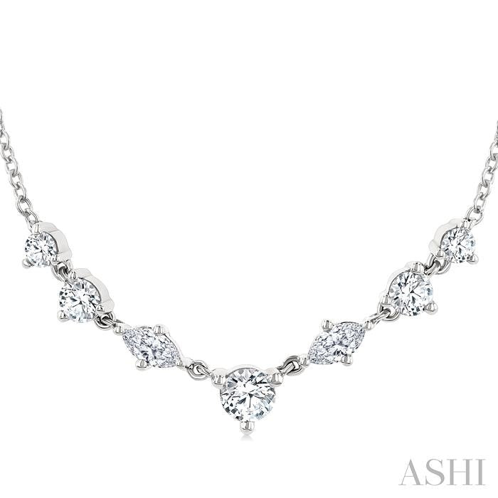 1/2 Ctw Marquise & Round Cut Diamond Necklace in 14K White Gold