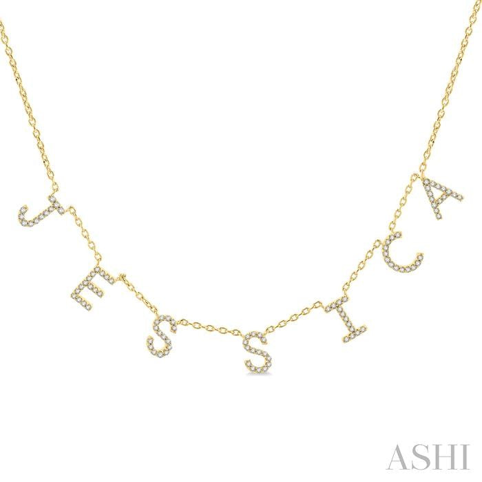 1/4 Ctw 'JESSICA' Space Name Diamond Necklace in 10K Yellow Gold