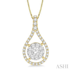 5/8 Ctw Lovebright Round Cut Diamond Pendant in 14K Yellow and White Gold with Chain
