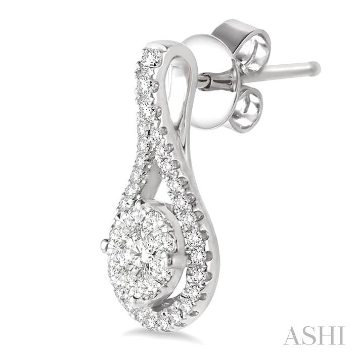 1/2 Ctw Lovebright Round Cut Diamond Earrings in 14K White Gold
