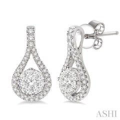 1/2 Ctw Lovebright Round Cut Diamond Earrings in 14K White Gold