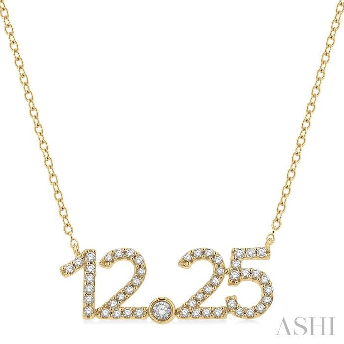 1/6 Ctw '12.25' Date Round Cut Diamond Necklace in 10K Yellow Gold