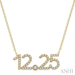 1/6 Ctw '12.25' Date Round Cut Diamond Necklace in 10K Yellow Gold