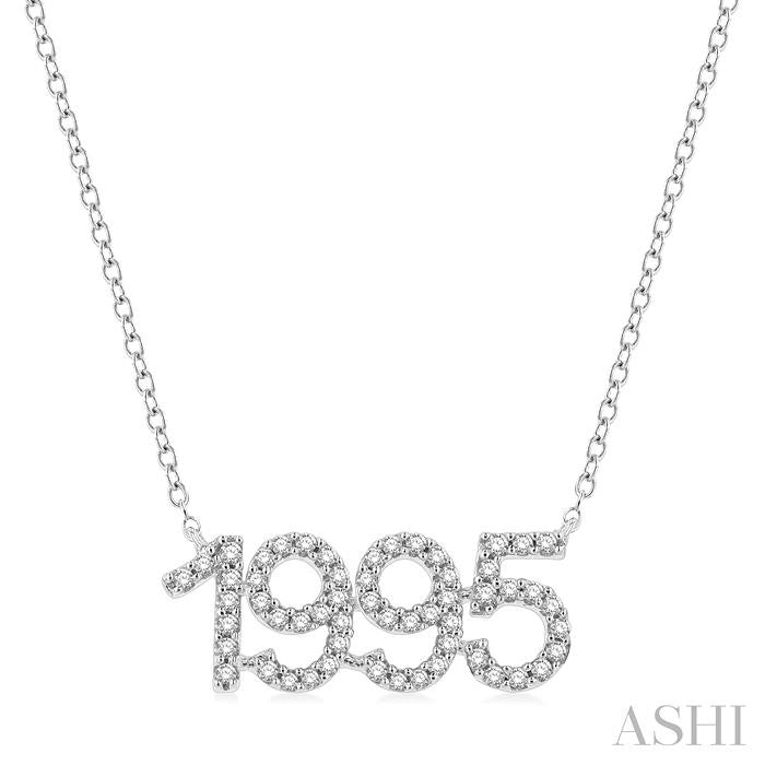 1/6 Ctw '1995' Date Round Cut Diamond Necklace in 10K White Gold