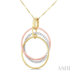 1/3 Ctw Round Cut Diamond Circle Pendant in 10K Tri Color Gold with Chain