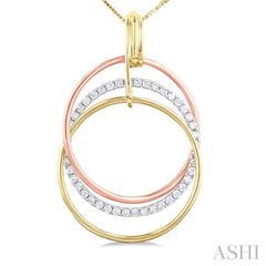 1/3 Ctw Round Cut Diamond Circle Pendant in 10K Tri Color Gold with Chain