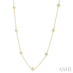 2 Ctw Princess Cut Diamond Fashion Necklace in 14K Yellow Gold
