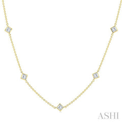 2 Ctw Princess Cut Diamond Fashion Necklace in 14K Yellow Gold