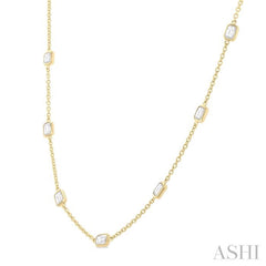 3 Ctw Emerald Cut Diamond Fashion Necklace in 14K Yellow Gold