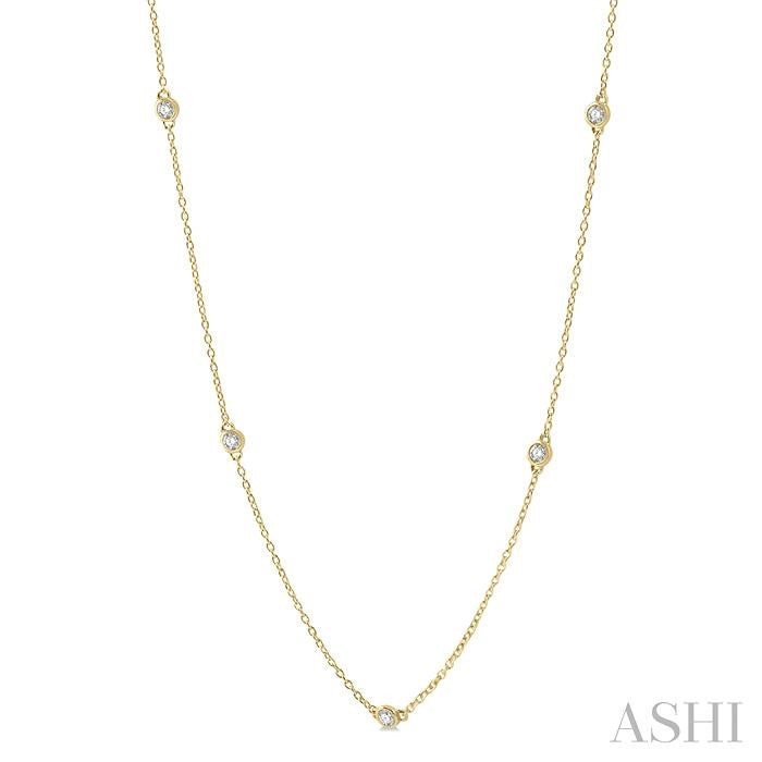 1/3 Ctw Round Cut Diamond Station Necklace in 14K Yellow Gold