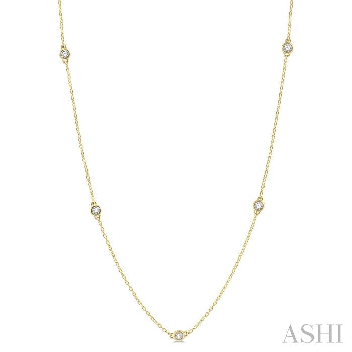 1/3 Ctw Round Cut Diamond Station Necklace in 14K Yellow Gold