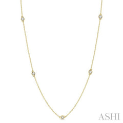 1/3 Ctw Round Cut Diamond Station Necklace in 14K Yellow Gold