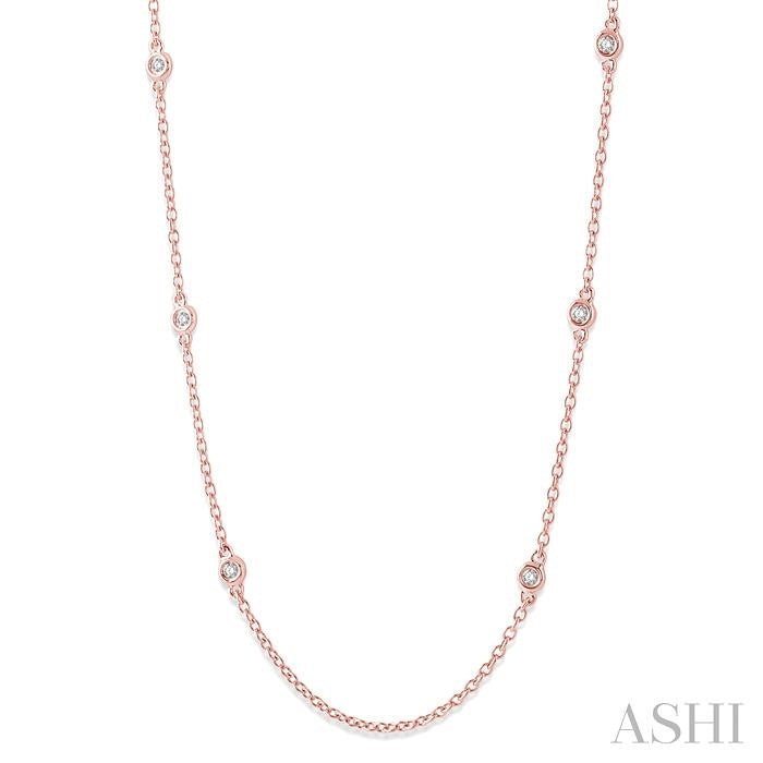 1/5 Ctw Round Cut Diamond Fashion Necklace in 14K Rose Gold