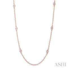 1/5 Ctw Round Cut Diamond Fashion Necklace in 14K Rose Gold