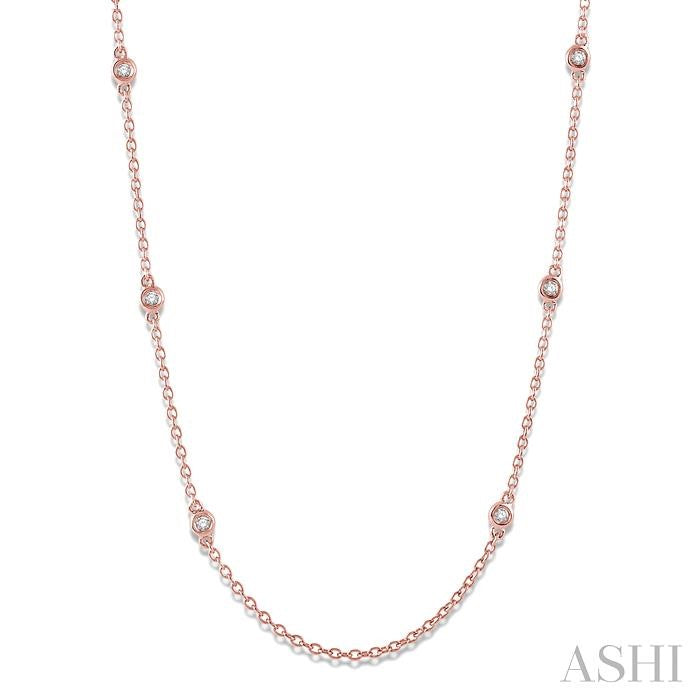 1/5 Ctw Round Cut Diamond Fashion Necklace in 14K Rose Gold
