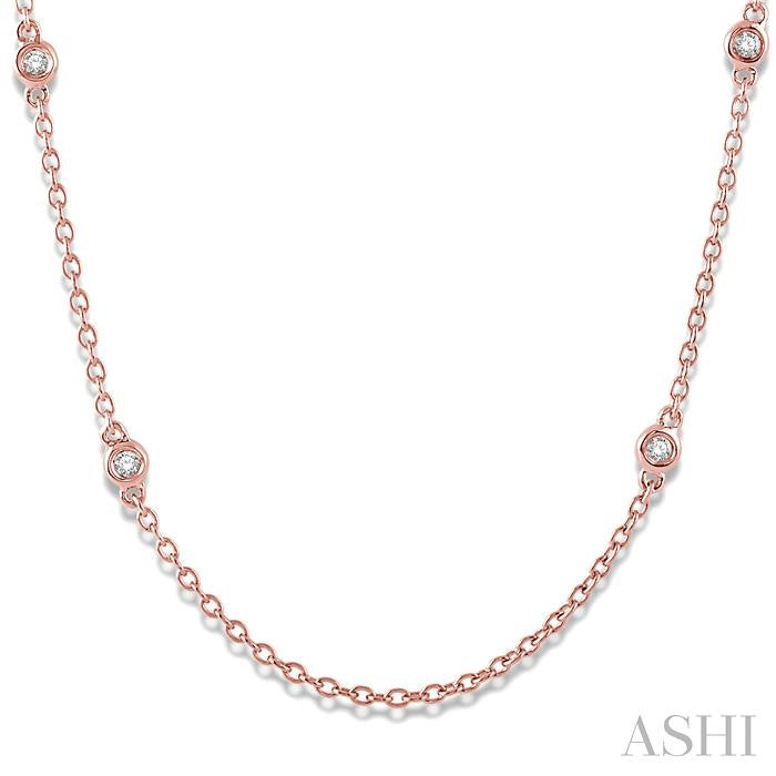 1/5 Ctw Round Cut Diamond Fashion Necklace in 14K Rose Gold