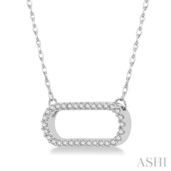 1/10 Ctw Round Cut Diamond Paperclip Pendant With Chain in 14K White Gold