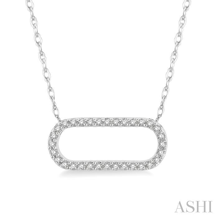 1/10 Ctw Round Cut Diamond Paperclip Pendant With Chain in 14K White Gold