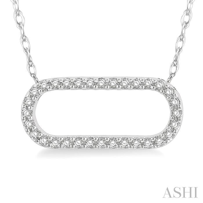 1/10 Ctw Round Cut Diamond Paperclip Pendant With Chain in 14K White Gold