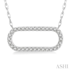 1/10 Ctw Round Cut Diamond Paperclip Pendant With Chain in 14K White Gold
