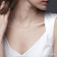 1 Ctw Diamond Smile Necklace in 14K White Gold