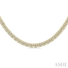 1 Ctw Double Row Round Cut Diamond Necklace in 14K Yellow Gold
