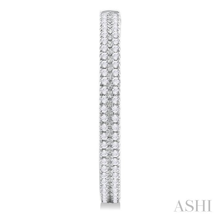 1/3 Ctw Double Row Round Cut Diamond Fashion Half Hoop Earring in 10K White Gold
