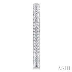 1/3 Ctw Double Row Round Cut Diamond Fashion Half Hoop Earring in 10K White Gold