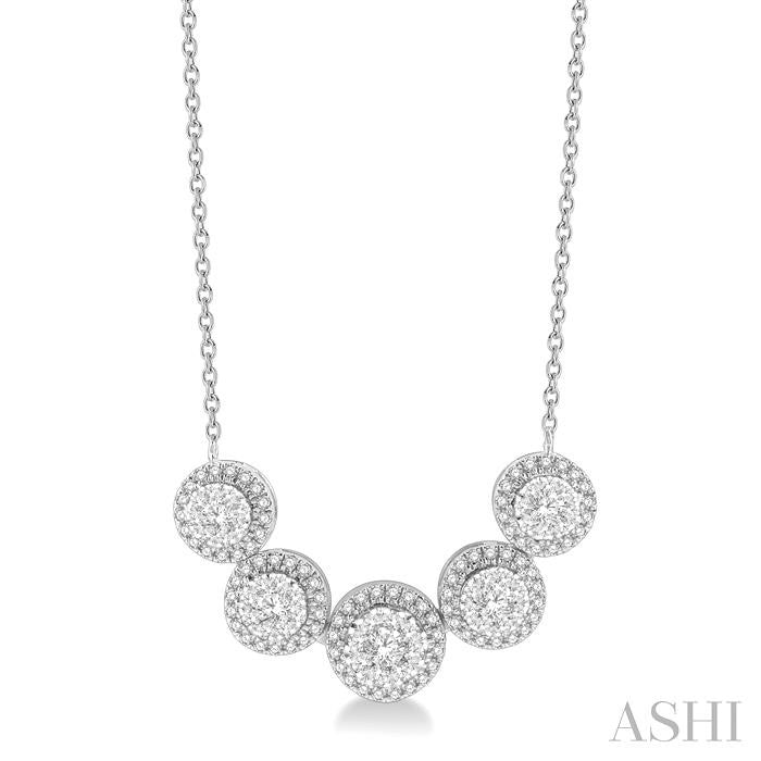 3/4 Ctw Circular Mount Lovebright Round Cut Diamond Necklace in 14K White Gold