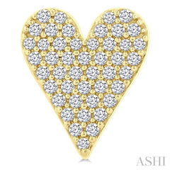 1/3 Ctw Petite Heart Pave Set Round Cut Diamond Fashion Stud Earring in 10K Yellow Gold