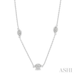 1/10 Ctw Marquise Mount Round Cut Diamond Station Necklace in 10K White Gold