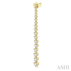 1 1/2 Ctw Round Cut Diamond Riviera Drop Earring in 14K Yellow Gold