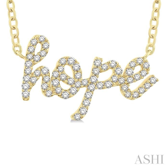 1/5 Ctw 'hope' Script Round Cut Diamond Necklace in 10K Yellow Gold