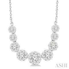 1 Ctw Round Cut Lovebright Diamond Necklace in 14K White Gold