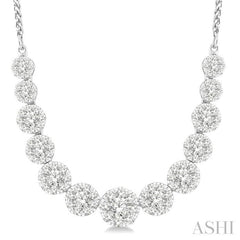 2 Ctw Round Cut Diamond Lovebright Necklace in 14K White Gold