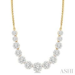 2 Ctw Round Cut Diamond Lovebright Necklace in 14K Yellow and White Gold