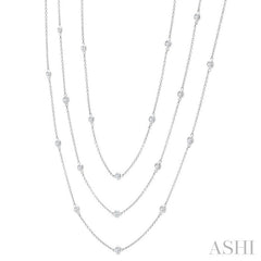 2 Ctw Bezel Set Round Cut Diamond 60-Inch Long Station Necklace in 14K White Gold