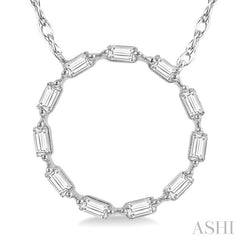 1/4 Ctw Circle Round Cut Diamond Pendant With Chain in 14K White Gold