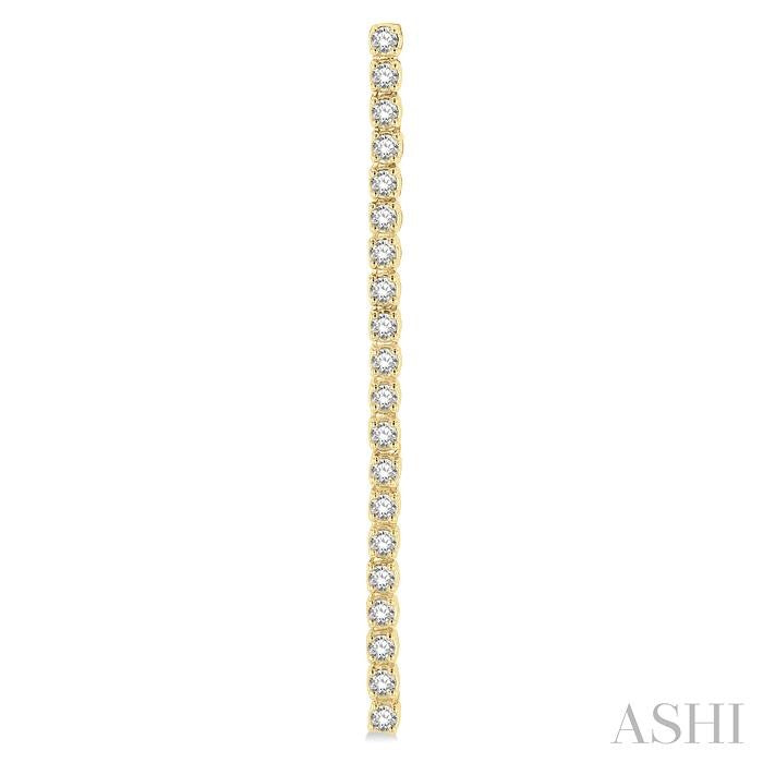 1 Ctw Single Line Drop Round Cut Diamond Tennis Earring in 14K Yellow Gold