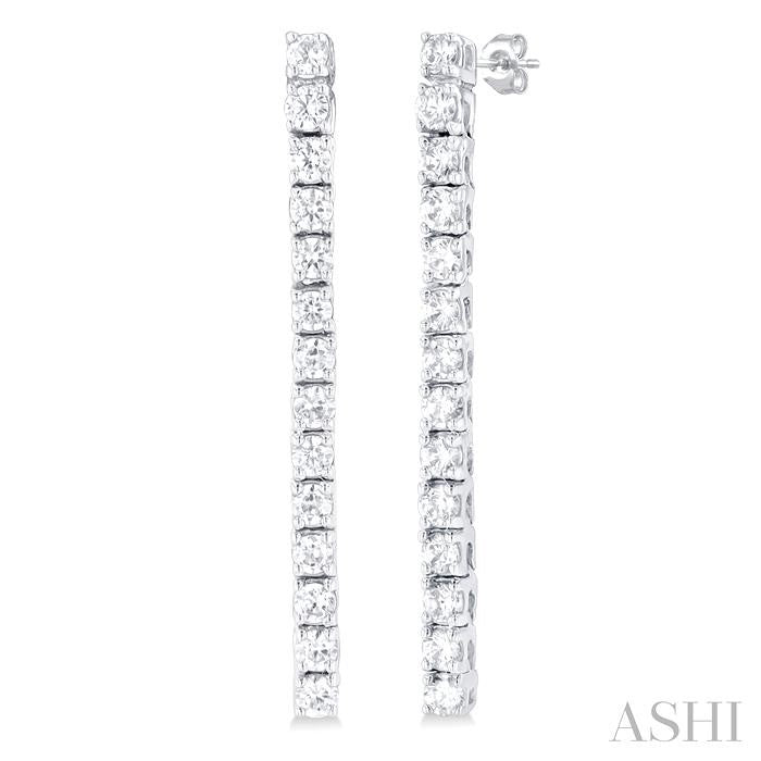 1/2 Ctw Single Line Drop Round Cut Diamond Tennis Earring in 14K White Gold