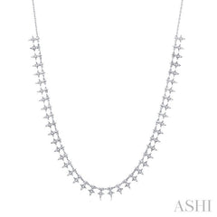 3/4 Ctw Star Spikes Round Cut Diamond Fashion Necklace in 14K White Gold
